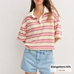 Striped Pink and Cream Polo Shirt